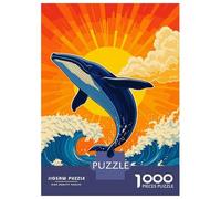 Puzzles De 1000 Pièces pour Adultes - Cadeaux Whale Breaching Ocean Waves at Sunset Puzzle - Jeux Amusants pour Toute La Famille - Cadeaux pour Les Amis Et La Famille 70x50cm/1000pcs