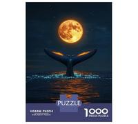 Puzzles De 1000 Pièces pour Adultes - Cadeaux Whale Tail Under Full Moon Puzzle - Jeux Amusants pour Toute La Famille - Cadeaux pour Les Amis Et La Famille 38x26cm/1000pcs