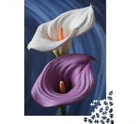Puzzles De 1000 Pièces Pour Adultes Calla Lily Flowers - White & Purple Puzzle Pour Adolescents - Cadeau D'anniversaire - Difficile Et Stimulant - Cadeaux Uniques Pour Un Anniversaire Ou Noël 38x26cm/