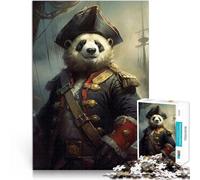 Puzzles de 1000 pièces pour Adultes Capitaine Panda Le Marin Fait de Bois pour Les 14 Ans et Plus Entraînez Votre Cerveau et Vos Mains Cadeaux de Jeux de Noël。Taille：50x75cm/19.68x29.52pouce