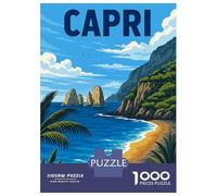 Puzzles De 1000 Pièces pour Adultes Capri Italy Island Puzzle pour Adolescents - Cadeau d'anniversaire - Difficile Et Stimulant - Cadeaux Uniques pour Un Anniversaire Ou Noël 38x26cm/1000pcs