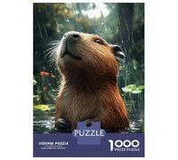 Puzzles De 1000 Pièces pour Adultes Capybara in The Rain Puzzle Jeux De Famille Difficile Difficile Cadeaux Uniques pour Anniversaire Et Noël 52x38cm/1000pcs