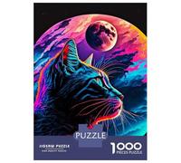 Puzzles De 1000 Pièces pour Adultes Cat Looking at The Moon Puzzles pour Adultes - Décoration Murale - Loisirs À Domicile - Cadeaux d'anniversaire Et De Noël Uniques 70x50cm/1000pcs