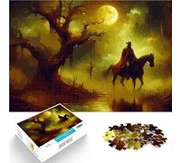 Puzzles de 1000 pièces pour Adultes Cavalier Solitaire dans Une forêt Mystique Impossible Décoration d'intérieur 75x50cm