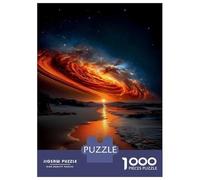 Puzzles De 1000 Pièces pour Adultes Celestial Firestorm at Sunset - Cosmic Galaxy Over Ocean Puzzle pour Adultes, Jouet Anti-Stress, Difficile, Très Difficile Et Stimulant 52x38cm/1000pcs