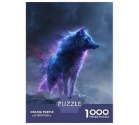 Puzzles De 1000 Pièces pour Adultes Celestial Wolf on Mountain Peak Puzzle Adulte Jeux Relaxants Défi Difficile Aide À Exercer Le Cerveau 52x38cm/1000pcs