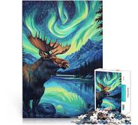 Puzzles de 1000 pièces pour Adultes Cerf Aurore boréale du Nord Jouets éducatifs d'apprentissage Une œuvre d'art 75x50cm