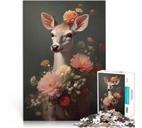 Puzzles de 1000 pièces pour Adultes Cerf Floral Impertinent pour Le Jeu éducatif Challenge Toy Une œuvre d'art 38x26cm