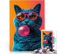 Puzzles de 1000 pièces pour Adultes Chat Cool avec du Chewing-Gum pour s'amuser en Famille Collection d'artistes, Beaux-Arts 38x26cm