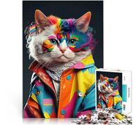 Puzzles de 1000 pièces pour Adultes Chat Cool, Star de la Mode des années 80 Jeu de Quiz est idéal comme Cadeau pour Toute la Famille 52x38cm