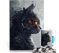Puzzles de 1000 pièces pour Adultes Chat Cyborg mécanique Compétition de Vitesse Manuelle Cadeau d'anniversaire, Cadeaux 75x50cm
