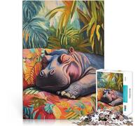 Puzzles de 1000 pièces pour Adultes Chat endormi dans Un Jardin Tropical Jeu Pratique Convient pour la décoration de Bureau 52x38cm