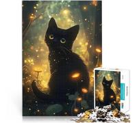 Puzzles de 1000 pièces pour Adultes Chat Noir dans la forêt enchantée défi éducatif Renforcer l'amour Entre Les Couples 38x26cm