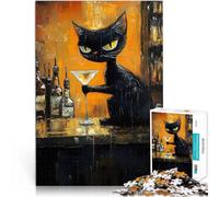 Puzzles de 1000 pièces pour Adultes Chat Smoking Buvant Un Martini Difficile Difficile Liste de souhaits avec Le Père Noël 38x26cm