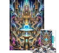 Puzzles de 1000 pièces pour Adultes Château de Cristal enchanté avec Dragons célestes Grand escalier Puzzles pour Adolescents Améliorent la mémoire Défi éducatif Jeu de défi Unique