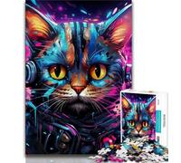 Puzzles de 1000 pièces pour Adultes, Chats colorés, Aide Le Cerveau à exercer des Jouets addictifs pour cultiver la Patience Une œuvre d'art 38x26cm