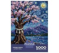 Puzzles De 1000 Pièces Pour Adultes Cherry Blossom Tree by The Water Puzzle Pour Adolescents - Cadeau D'anniversaire - Difficile Et Stimulant - Cadeaux Uniques Pour Un Anniversaire Ou Noël 52x38cm/100