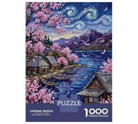 Puzzles De 1000 Pièces pour Adultes Cherry Blossom Village by The Lake Puzzle pour Adolescents Améliore La Mémoire Chaque Pièce Est Unique - Jouets Et Jeux Éducatifs 70x50cm/1000pcs