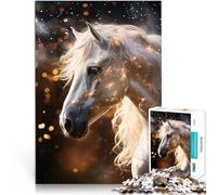 Puzzles de 1000 pièces pour Adultes Cheval Blanc Frison Magique Compétition de Vitesse Manuelle Jeu de défi Unique 75x50cm