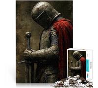 Puzzles de 1000 pièces pour Adultes Chevalier médiéval en Armure Coupe de précision Jeu éducatif pour Anniversaire, Noël 52x38cm