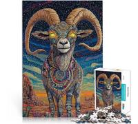 Puzzles de 1000 pièces pour Adultes Chèvre sacrée Fait de Bois pour Les 14 Ans et Plus Jeu intellectuel Jouet Offrir en Cadeau à Toute la Famille。Taille：50x75cm/19.68x29.52pouce
