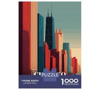 Puzzles De 1000 Pièces pour Adultes Chicago Skyline Art Deco Style Puzzle pour Adolescents Améliore La Mémoire Chaque Pièce Est Unique - Jouets Et Jeux Éducatifs 70x50cm/1000pcs