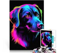 Puzzles de 1000 pièces pour Adultes Chien Animal Néon Animal de Compagnie Ami Casse-tête Jeu éducatif pour Anniversaire, Noël 38x26cm