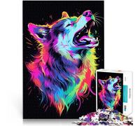 Puzzles de 1000 pièces pour Adultes Chien Animal Néon Animal de Compagnie Ami Casse-tête pour Bon Cadeau 75x50cm