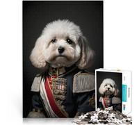 Puzzles de 1000 pièces pour Adultes Chien en Uniforme Militaire Jeux éducatifs Décoration d'intérieur décoration Murale 75x50cm