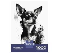 Puzzles De 1000 Pièces pour Adultes Chihuahua Black Ink Puzzle Anti-Stress, Jouet De Décoration Intérieure, Difficile Et Stimulant 52x38cm/1000pcs