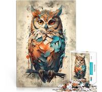 Puzzles de 1000 pièces pour Adultes Chouette Aquarelle Jouets de Jeu pour Cadeau Familial Convient aux Couples 52x38cm