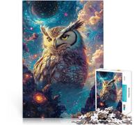 Puzzles de 1000 pièces pour Adultes Chouette Cosmique et planète Espace Jeux éducatifs Convient pour la décoration de Bureau 50x70cm