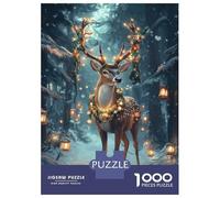 Puzzles De 1000 Pièces pour Adultes Christmas Deer in Forest Puzzle Jeux De Famille Difficile Difficile Cadeaux Uniques pour Anniversaire Et Noël 38x26cm/1000pcs