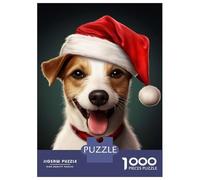 Puzzles De 1000 Pièces pour Adultes Christmas Jack Russel Puzzle Jeux De Famille Difficile Difficile Cadeaux Uniques pour Anniversaire Et Noël 52x38cm/1000pcs