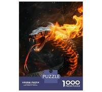 Puzzles De 1000 Pièces pour Adultes Cobra Snake Fire Flames Puzzles pour Adultes, Jeu Familial, Cadeaux pour Femmes, Cadeaux Uniques pour Anniversaire Et Noël 38x26cm/1000pcs