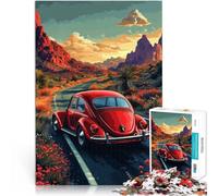Puzzles de 1000 pièces pour Adultes Coccinelle Rouge sur la Route du désert Fait de Papier，Convient aux 14 Ans et Plus Jeux Amusants pour Les familles Bon Cadeau。Taille：26x38cm/10.24x14.96pouce