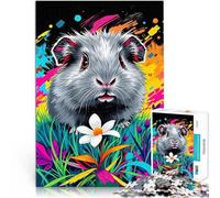 Puzzles de 1000 pièces pour Adultes Cochon d'Inde en Fleurs Jeu Familial Anti-Stress Défi Difficile Décoration Parfaite 38x26cm