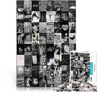 Puzzles de 1000 pièces pour Adultes Collage de Style Noir et Blanc Fait de Bois，pour Les 14 Ans et Plus Soulagement du Stress Super Cadeau。Taille：50x75cm/19.6x29.5pouce