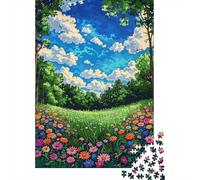 Puzzles De 1000 Pièces pour Adultes Colorful Flower Field Puzzle Jeu Familial Décoration Murale Cadeaux Uniques pour Anniversaire Et Noël 70x50cm/1000pcs