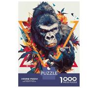Puzzles De 1000 Pièces Pour Adultes Colorful Gorilla Portrait with Geometric Shapes Puzzles Pour Adolescents Jeux Relaxants Course De Vitesse Manuelle Cadeaux De Noël Et D'anniversaire 38x26cm/1000pcs