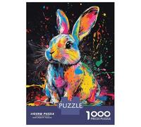 Puzzles De 1000 Pièces pour Adultes Colorful Rabbit Splash Art Puzzle Anti-Stress, Jouet De Décoration Intérieure, Difficile Et Stimulant 38x26cm/1000pcs