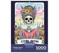 Puzzles De 1000 Pièces pour Adultes Cool Mom Skeleton with Flowers Puzzles pour Adultes, Jouets À Monter Soi-même, Cadeaux pour Femmes, Difficiles Et Stimulants 52x38cm/1000pcs