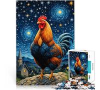 Puzzles de 1000 pièces pour Adultes Coq Poulet Nuit étoilée Entraînez Votre Cerveau et Vos Mains Bon Cadeau 75x50cm