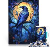 Puzzles de 1000 pièces pour Adultes Corbeau dans Un vitrail Jouets de Divertissement Familial Super Cadeau 38x26cm