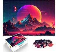 Puzzles de 1000 pièces pour Adultes Coucher de Soleil rétro sur Les Montagnes Jeux éducatifs décoration Murale 75x50cm