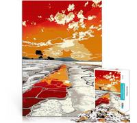 Puzzles de 1000 pièces pour Adultes Coucher de Soleil sur Les piscines en travertin défi éducatif décoration Murale 75x50cm