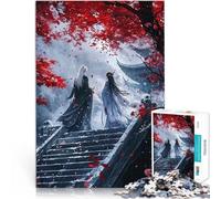 Puzzles de 1000 pièces pour Adultes Couple d'anime en Automne Rouge Jeu intellectuel Car C'est Un pour Toute la Famille 75x50cm