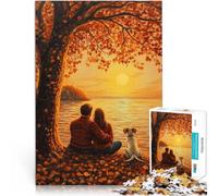 Puzzles de 1000 pièces pour Adultes Couple regardant Le Coucher du Soleil Jeu Stimulant Car C'est Un pour Toute la Famille 50x70cm