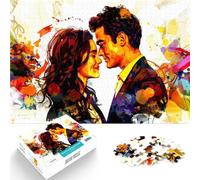 Puzzles de 1000 pièces pour Adultes Couple Romantique à l'aquarelle Loisirs en Famille Car C'est Un pour Toute la Famille 38x26cm