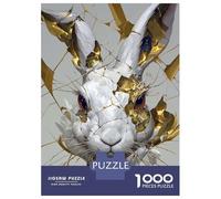 Puzzles De 1000 Pièces pour Adultes Cracked Golden Rabbit Portrait Puzzle pour Adolescents Découpe De Précision Interaction Parent-Enfant Cadeaux Anti-Stress 38x26cm/1000pcs